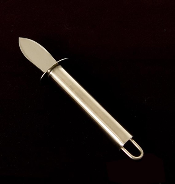 Deli-Vinos Kitchen Accessories - Austern-Messer mit Edelstahlgriff + Fingerschutz kurze Klinge 18cm lang