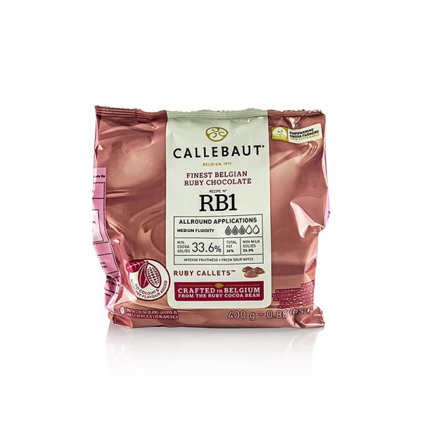 Callebaut - Ruby - Rosa Schokolade 33.6% Kakao Callets Couverture Callebaut