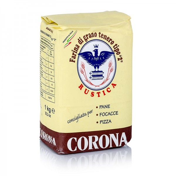 Corona - Dunkles Weizenmehl Farina rustica für Brot Focaccia und Pizza