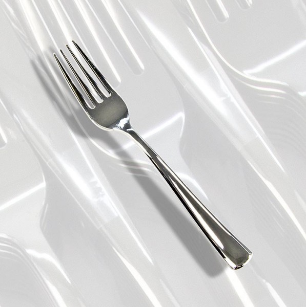 Deli-Vinos Kitchen Accessories - Einweg Silbergabeln Kunststoff silberfarben 18.5cm