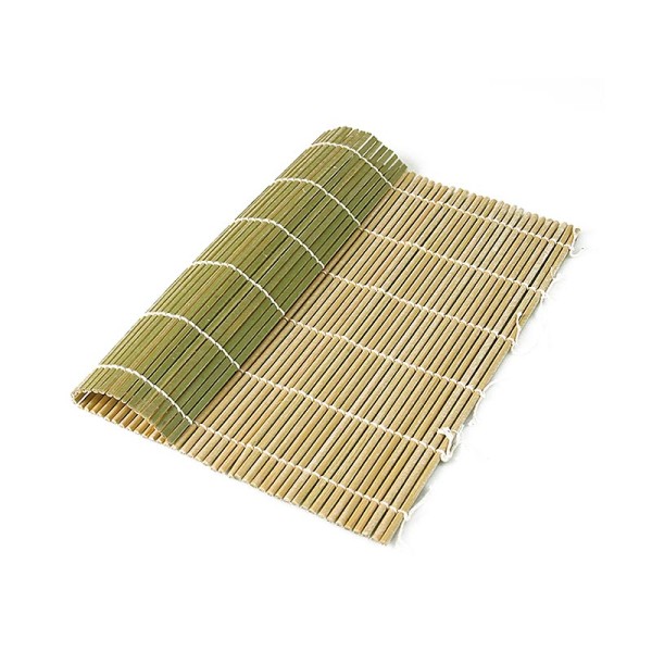 Deli-Vinos Kitchen Accessories - Bambus-Matte zur Sushi-Herstellung (ca. 27cm x 27cm grünlich) flache Stäbchen