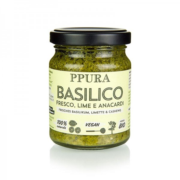 Ppura - Ppura Pesto Basilico mit Limette und Cashewkernen vegan BIO