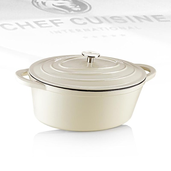 Chef Cuisine - Bräter Oval mit Deckel beige Gusseisen/Emaille Chef Cuisine