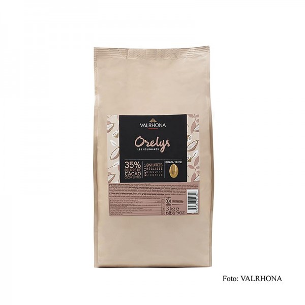 Valrhona - Orelys blonde Couverture mit Muscovadozucker Callets 35% Kakao