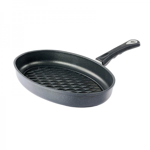 AMT Gastroguss - AMT Gastroguss Grillpfanne oval Induktion mit BBQ-Rautenmuster 35x24cm