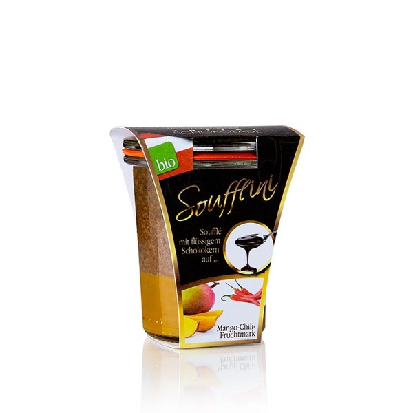 Soufflini - Soufflini - Schokoladensouffle mit flüssigem Kern auf Mango-Chili BIO
