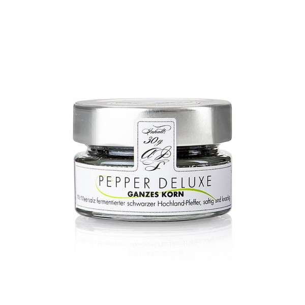 Pepper Deluxe - Pepper Deluxe schw. Pfeffer m. Meersalz fermentiert ganz 30g Glas