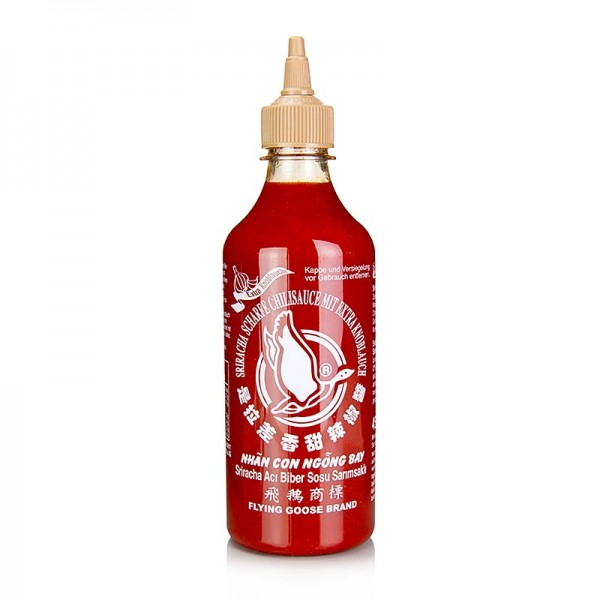 Flying Goose - Chili-Sauce - Sriracha scharf mit Knoblauch Squeeze Flasche Flying Goose