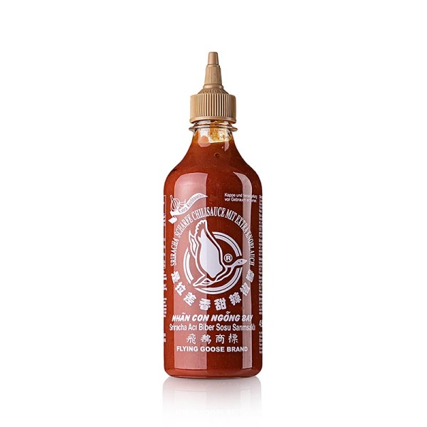 Flying Goose - Chili-Sauce - Sriracha scharf mit Knoblauch Squeeze Flasche Flying Goose