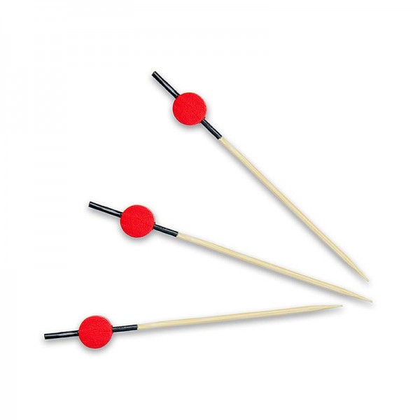 Deli-Vinos Kitchen Accessories - Bambus-Spieße mit schwarz gefärbtem Ende rote Scheibe 9cm