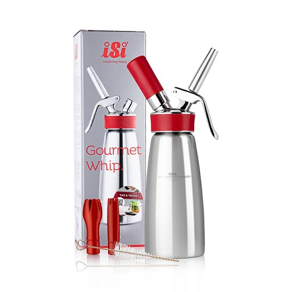 iSi Gourmet Whip - Espuma - Sprayer Gourmet Whip Plus komplett Edelstahl matt 500 ml rot