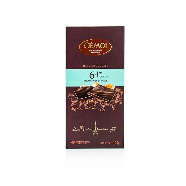 Cemoi Truffes - Schokoladen Tafel - Zartbitter 64% Kakao mit Mandelstückchen Cémoi