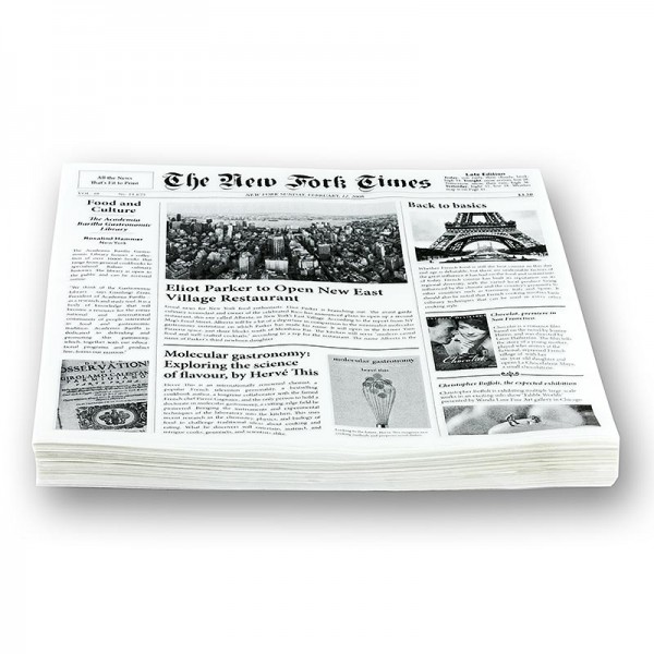 Deli-Vinos Kitchen Accessories - Einweg Snack Papier mit Zeitungspapierdruck ca.290x300mm New Fork Times