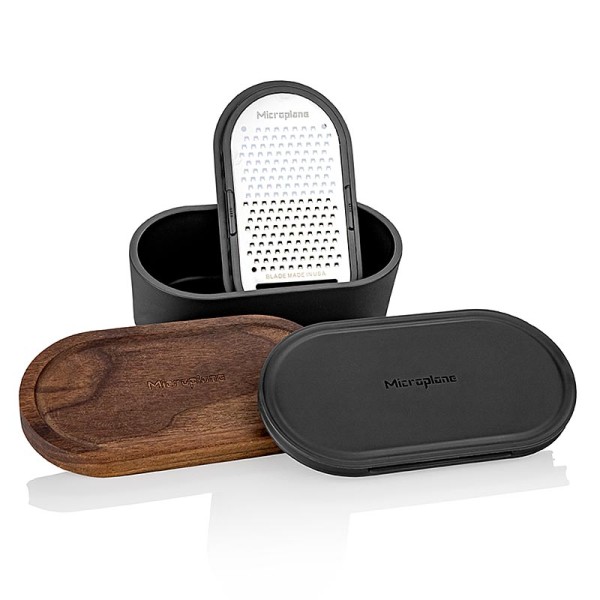 Microplane - Microplane Handreibe grob mit Behälter Anthrazit + Walnuss (34700)