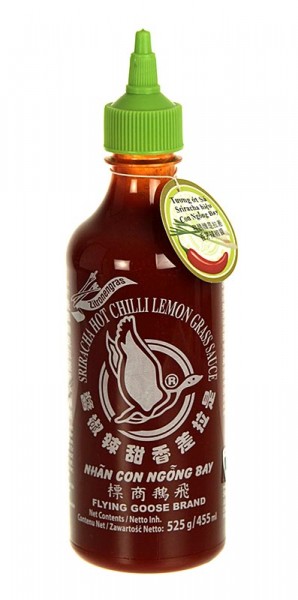 Flying Goose - Chili-Sauce - Sriracha scharf mit Zitronengras Squeeze Flasche Flying Goose