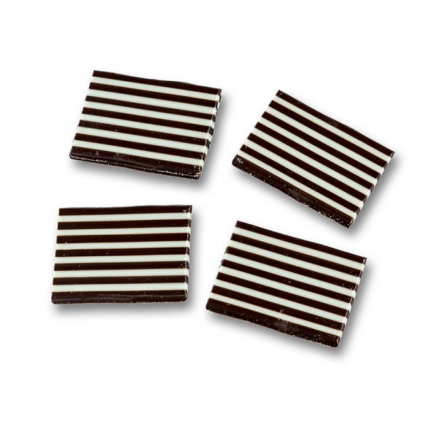 Dobla - Deko-Aufleger Domino Rechteck weiße/dunkle Schokolade gestreift 32x49mm