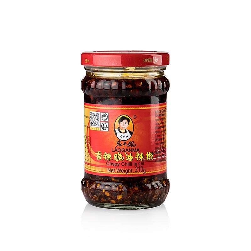 Crispy Chili Oil Chili in Öl mit knusprigen Zwiebeln Lao Gan Ma 210 g Gewürze Asia + Ethno Crispy Chili Oil Chili in Öl mit knusprigen Zwiebeln Lao Gan Ma 210 g Gewürze Asia + Ethno