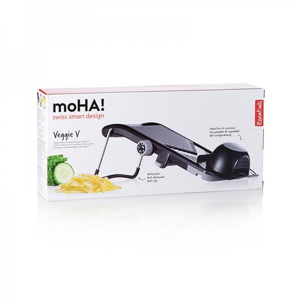 moHa! - VEGGIE V Gemüsehobel Scheiben & Julienne von 0-4mm schwarz mit Fingerschutz
