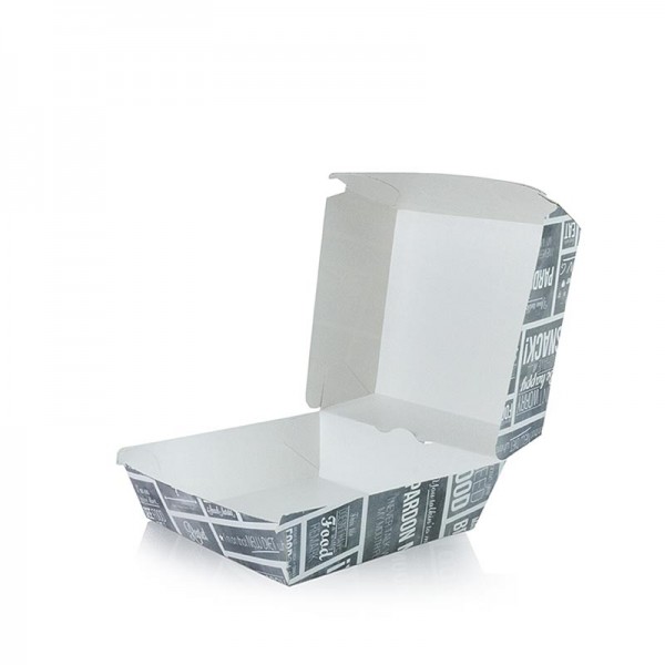 Deli-Vinos Kitchen Accessories - Einweg Burger-Box L 120x120x100mm Pappe Kreide Konzept