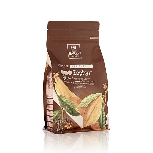 Cacao Barry - Zéphyr weiße Schokolade Callets 34% Kakao